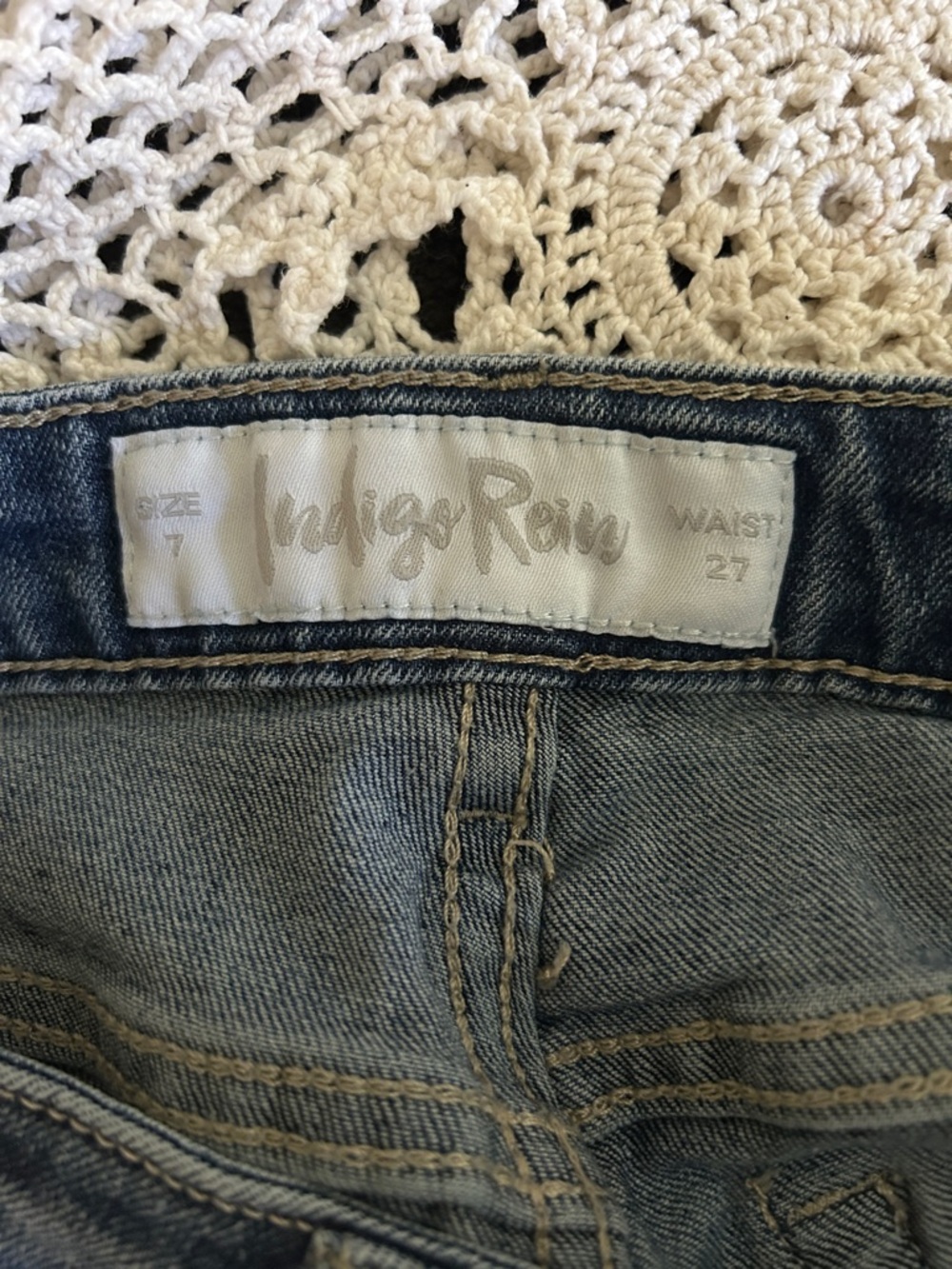 Indigo Rein Medium Blue Distressed Roll-Hem Denim Shorts - Picture 2 of 5